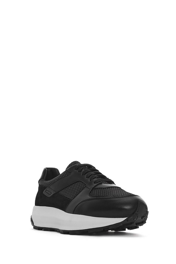 Erkek Siyah Bağcıklı Kalın Tabanlı Deri Sneaker 25SFD775114 - 6
