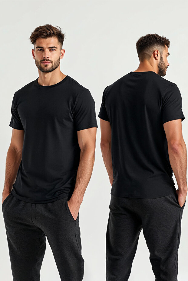 Bărbați basic Negru simplu tricou Model Nr.: 001 - 1