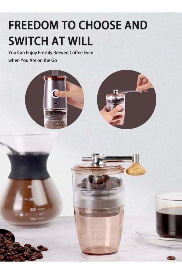 Electric Coffee Grinder, Fine Grinding, Portable for Office Travel Home, Black