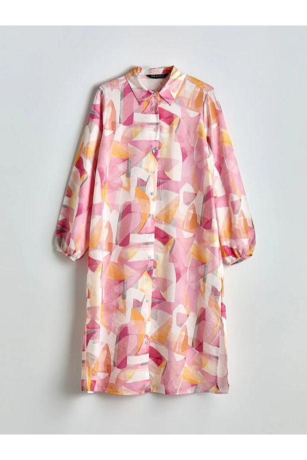 LCW Modest Pembe Desenli Kadın Gömlek Tunik - 1