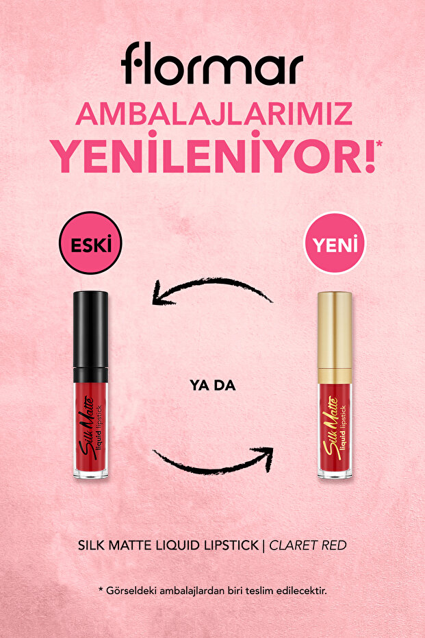 Kadife Dokulu Likit Mat Ruj - Silk Matte Liquid Lipstick - 007 CLARET RED - 8690604397365 - 3