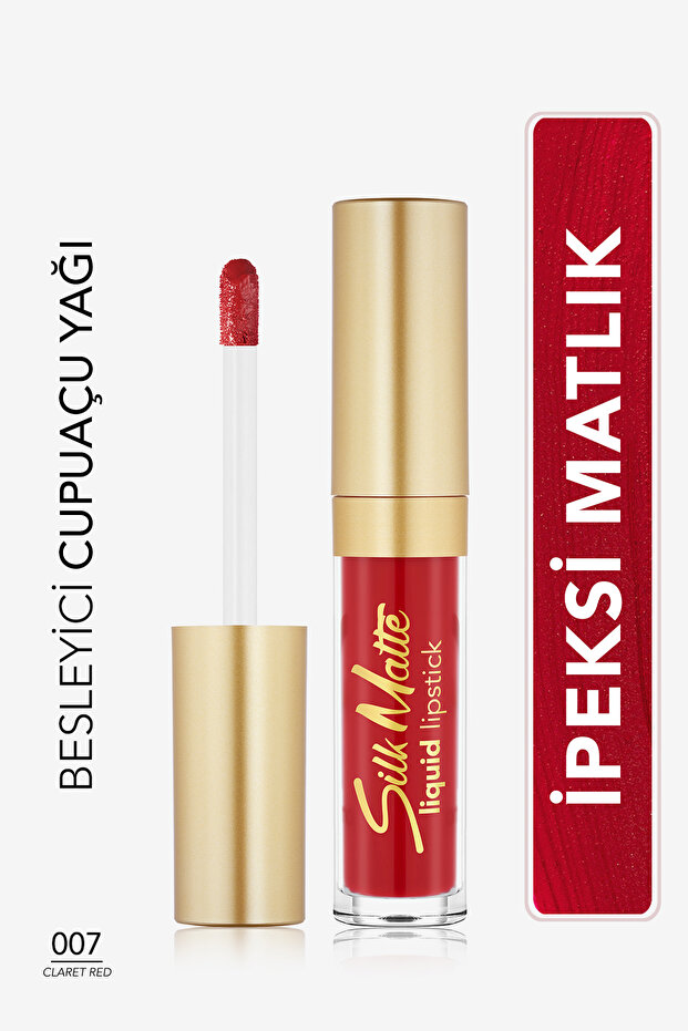 Kadife Dokulu Likit Mat Ruj - Silk Matte Liquid Lipstick - 007 CLARET RED - 8690604397365 - 1