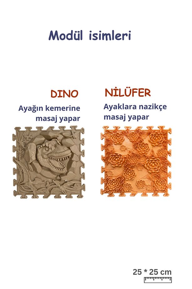 Ortopedik Mat, Ortopedik Çocuk Oyun Matı, Masaj Halısı 6 Modül Yapboz Puzzle Oyun Halısı Temel Set - 4