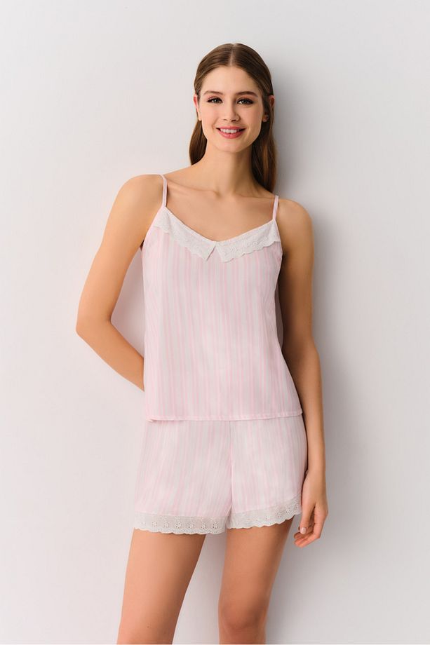 Pink Line Şort Pijama Takımı - 1