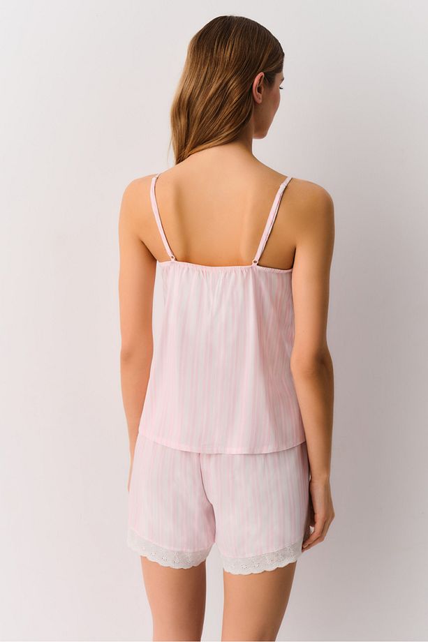 Pink Line Şort Pijama Takımı - 4