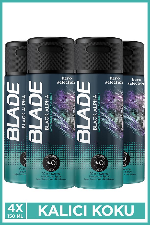 Hero Selection Serisi Black Alpha Erkek Deodorant 4x150 Ml Leke Bırakmaz - 1
