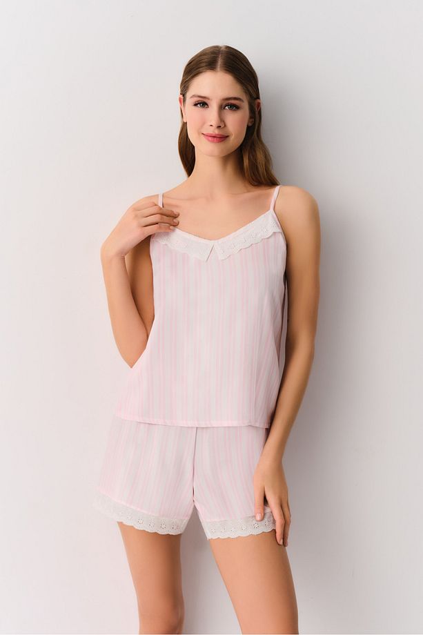 Pink Line Şort Pijama Takımı - 2