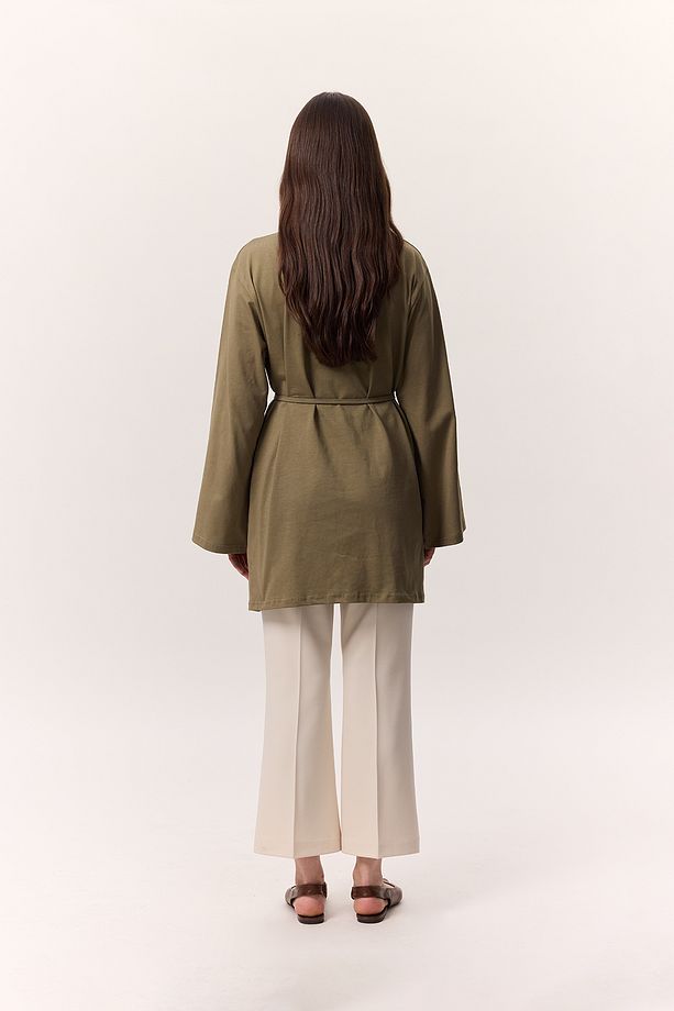 BAĞLAMA DETAYLI OVERSIZE TSHIRT HAKİ - 7