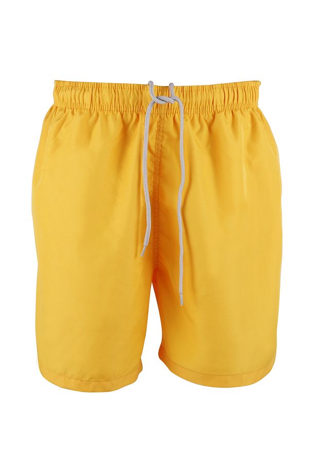 Erkek Deniz Şortu 2 Cepli Pamuklu Polyester Su Yitici Tahriş Etmeyen Astar Sarı K236 - 1