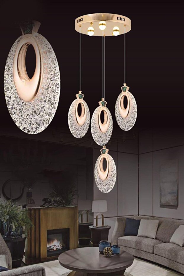 6w 4'lü Gold Sarkıt Led Avize - 1