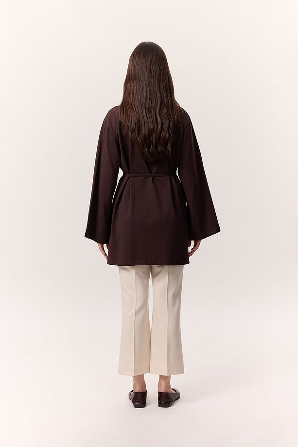 BAĞLAMA DETAYLI OVERSIZE TSHIRT ACI KAHVE - 8