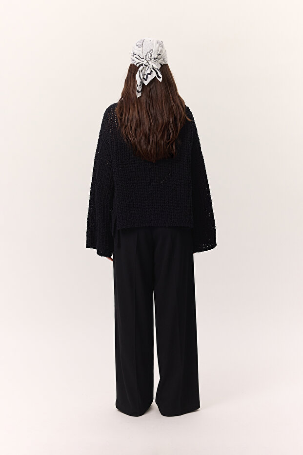 FİLE ÖRGÜLÜ TRİKO KAZAK SİYAH - 7