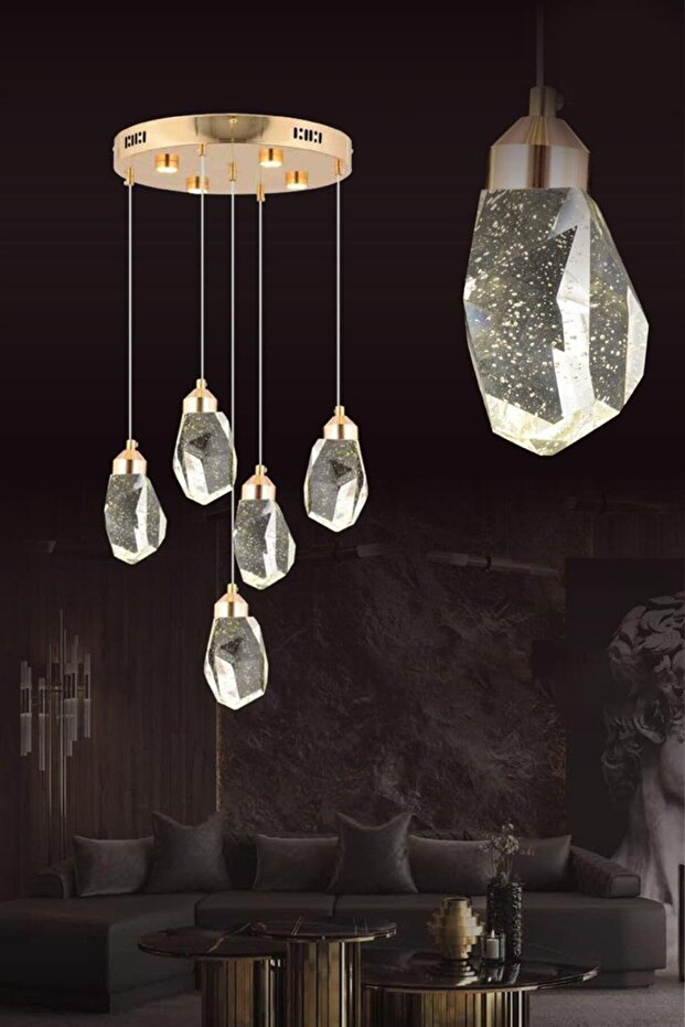 3w 5'li Gold Sarkıt Led Avize - 1