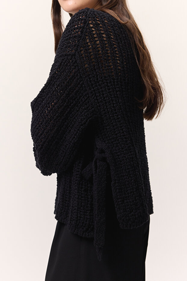 FİLE ÖRGÜLÜ TRİKO KAZAK SİYAH - 6