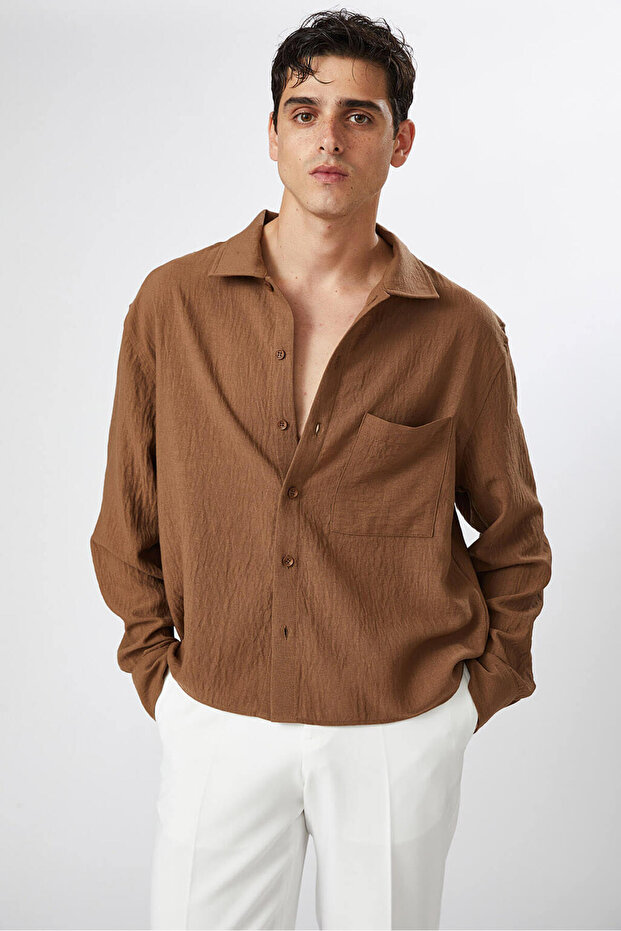 Keten Görünümlü Gömlek - 3