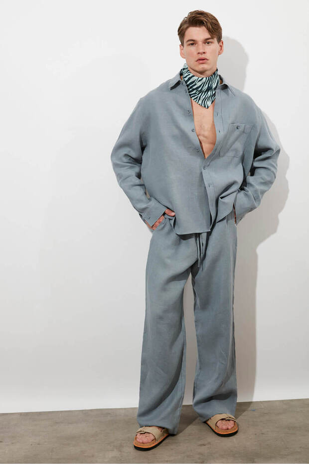 Oversize %100 Keten Gömlek - 2