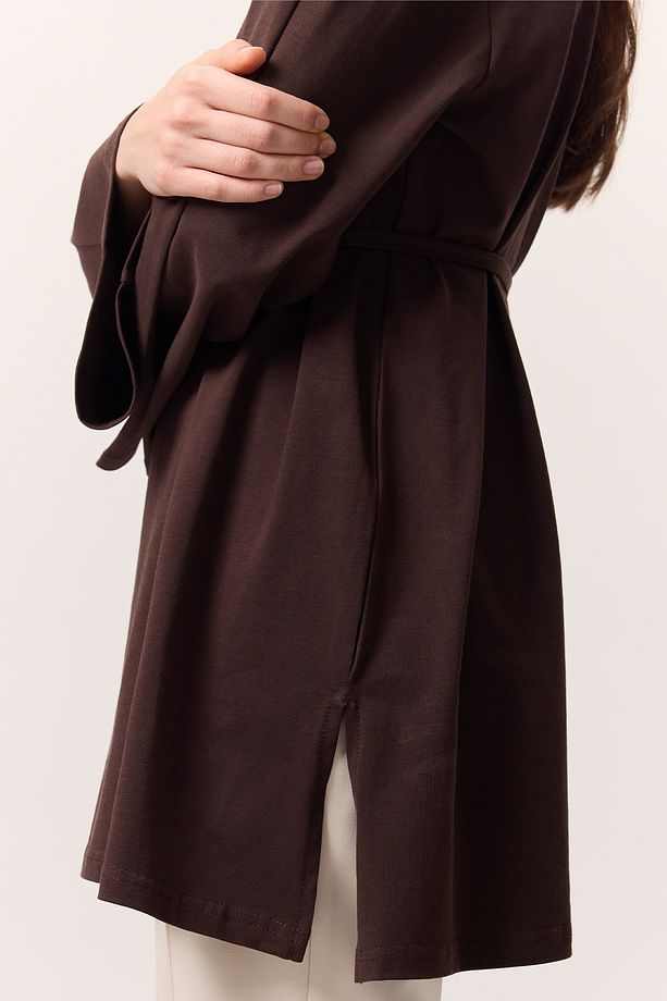 BAĞLAMA DETAYLI OVERSIZE TSHIRT ACI KAHVE - 6