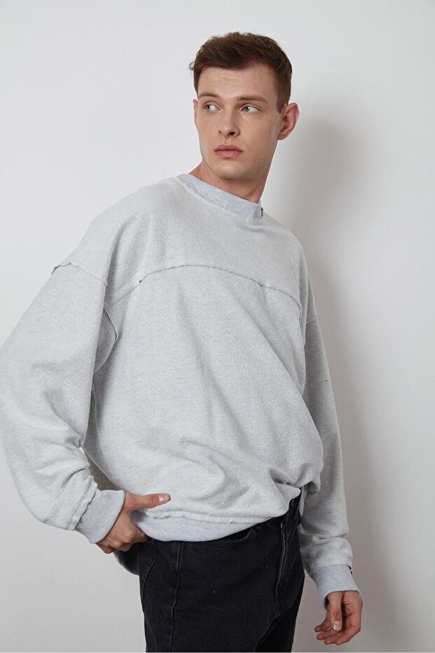 Pis Dikişli Oversize Sweatshirt - 1