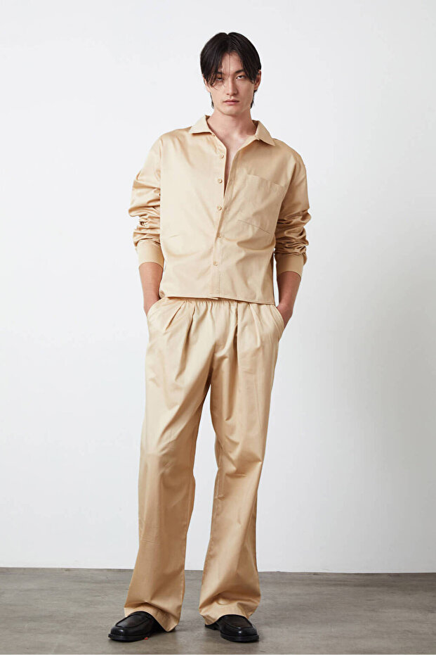 Lastikli Poplin Pantolon - 1