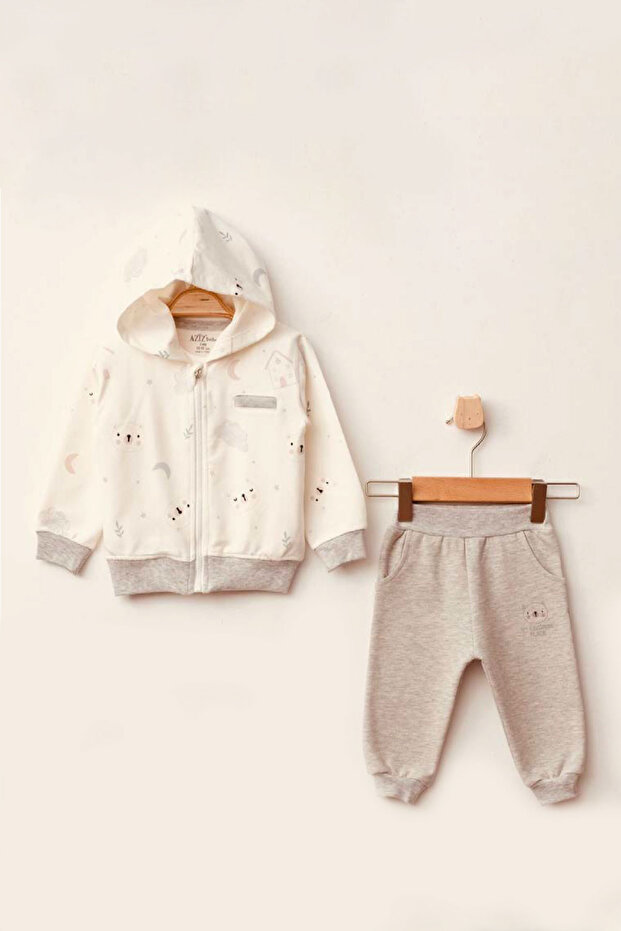 Baby Boy Patterned Sweatshirt Trousers T-Shirt 3-Piece Top and Bottom Baby Set 3 Months-36 Months