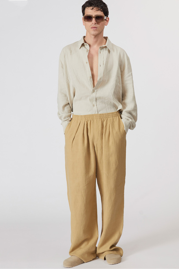 %100 Keten Lastikli Pantolon - 3