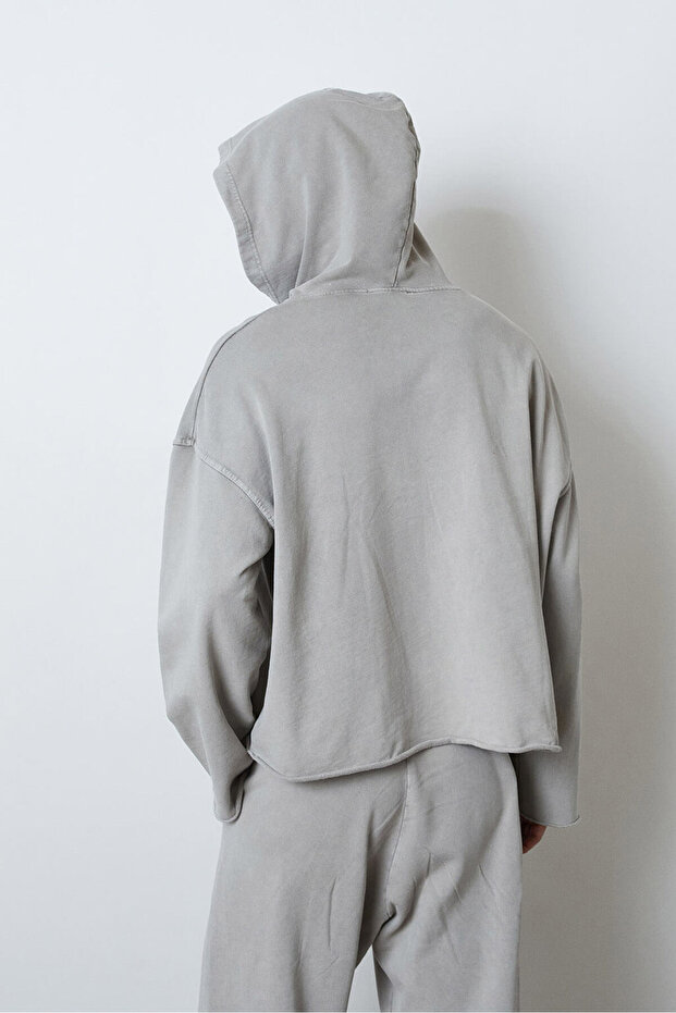 Yıkamalı Kapüşonlu Sweatshirt - 5