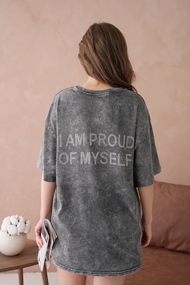 Taş İşlemeli Salaş Basic T-Shirt - 3