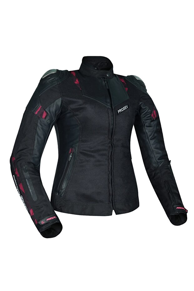 W51A Rose Leather Women's 4 Season Coat Leather-Fabric Black-Purple