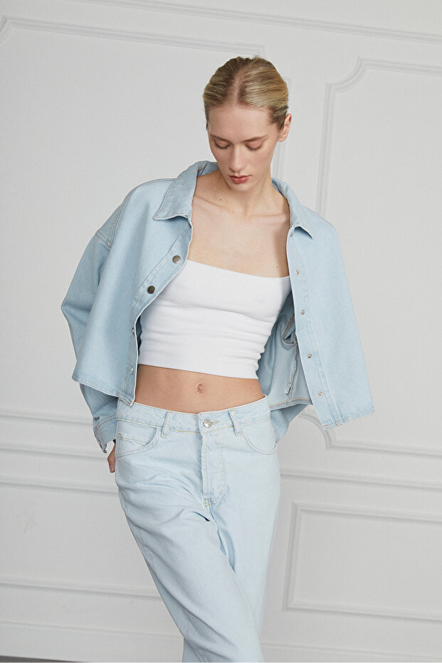 Denim Crop Gömlek - 3