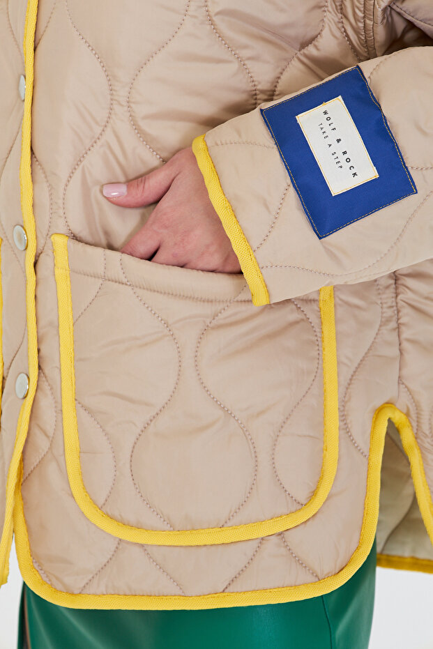 Renkli Oversize Kapitone Ceket - 7