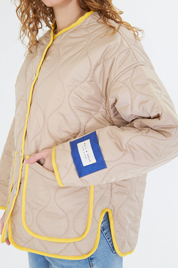 Renkli Oversize Kapitone Ceket - 9