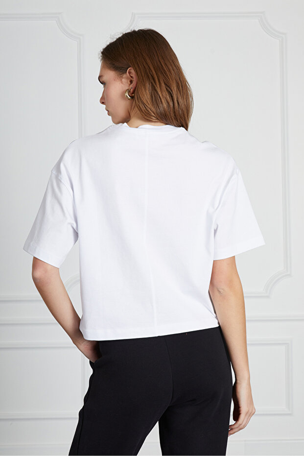 Baskılı Crop Tshirt - 4