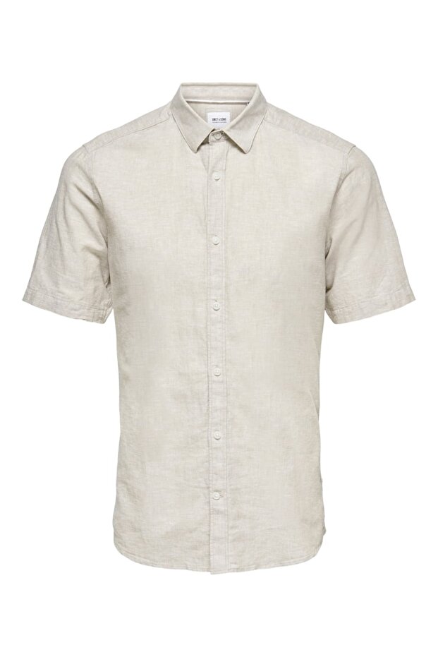 Onscaiden Ss Solid Linen Shirt Noos Men's Brown Kk Shirt - 22009885