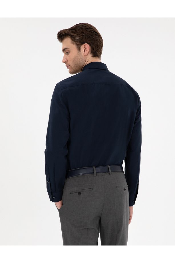 Lacivert Regular Fit Uzun Kollu Basic Gömlek 50307198-VR033 - 5