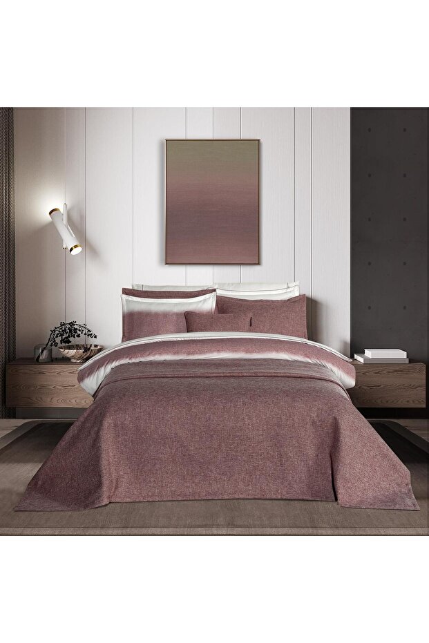 Onetta Red Double 100% Cotton Satin Duvet Cover and Bedspread Set