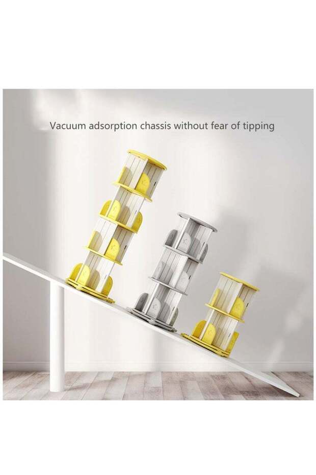 4-layer rotating display bookshelf,multi-shelf design,stable and durable,easy to install,yellow - 2