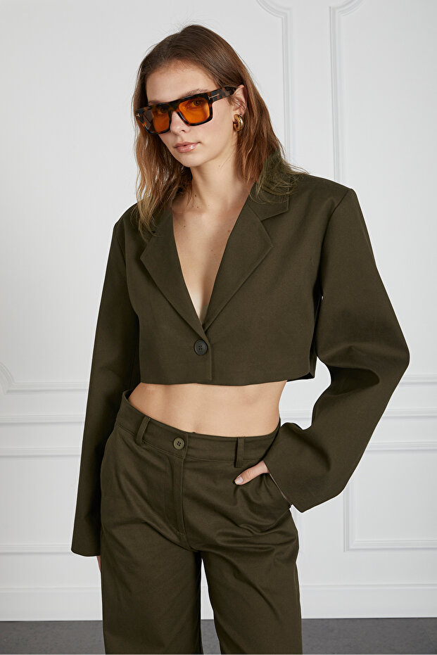 Balon Kol Crop Ceket - 3