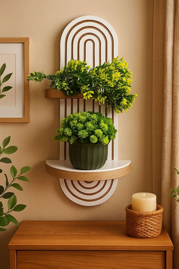Arya dekoratif duvar rafı balkon dekor rafı mdf beyaz 70*20 cm - 3