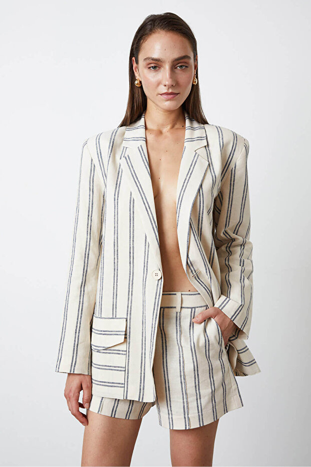 Çizgili Mini Şort - 2