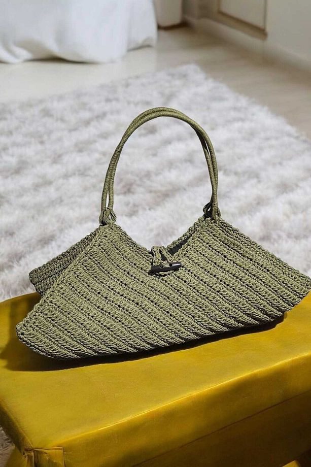 El Örgüsü Astarlı Kağıt Ip Elegan Çanta - 1