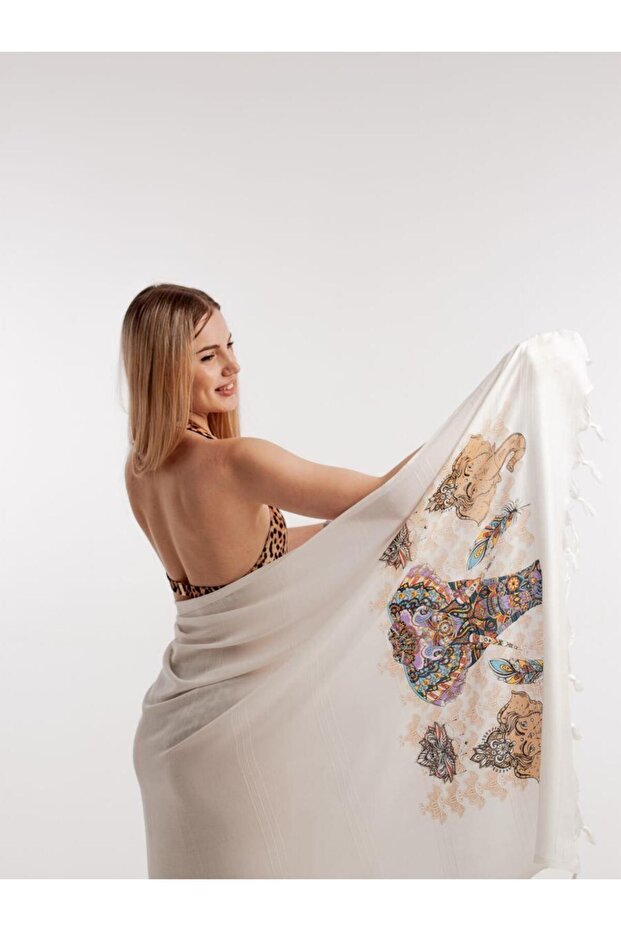 Baskılı Bambu Peştemal Plaj Havlusu - 3