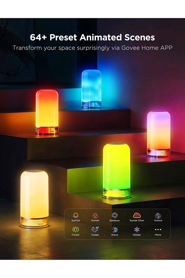 Masa Lambası LED Gece Lambası Dokunmatik, Alexa Kontrollü, RGBICWW, 64 Sahne Modu - 3