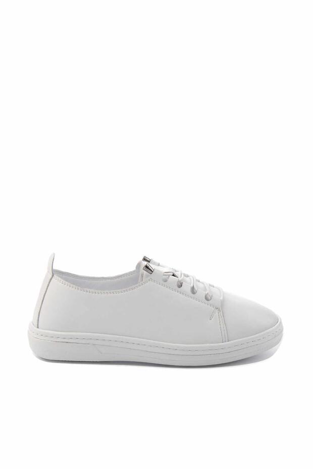 White Genuine Leather Women's Casual Shoes K01272044303