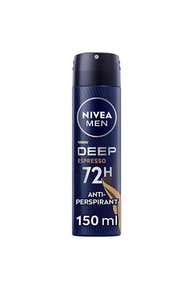 NIVEA MEN DEEP Black Carbon Espresso, Antiperspirant for Men, Antibacterial, Spray 150ml