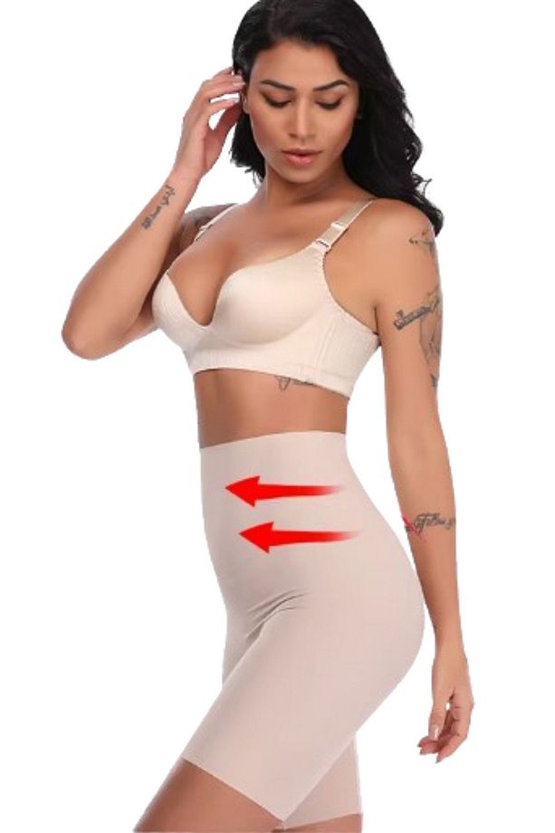Dikişsiz Görünmez Yüksek Bel Shapewear Şort Vücut Şekillendirici Şort Elbiseler Altına - 5