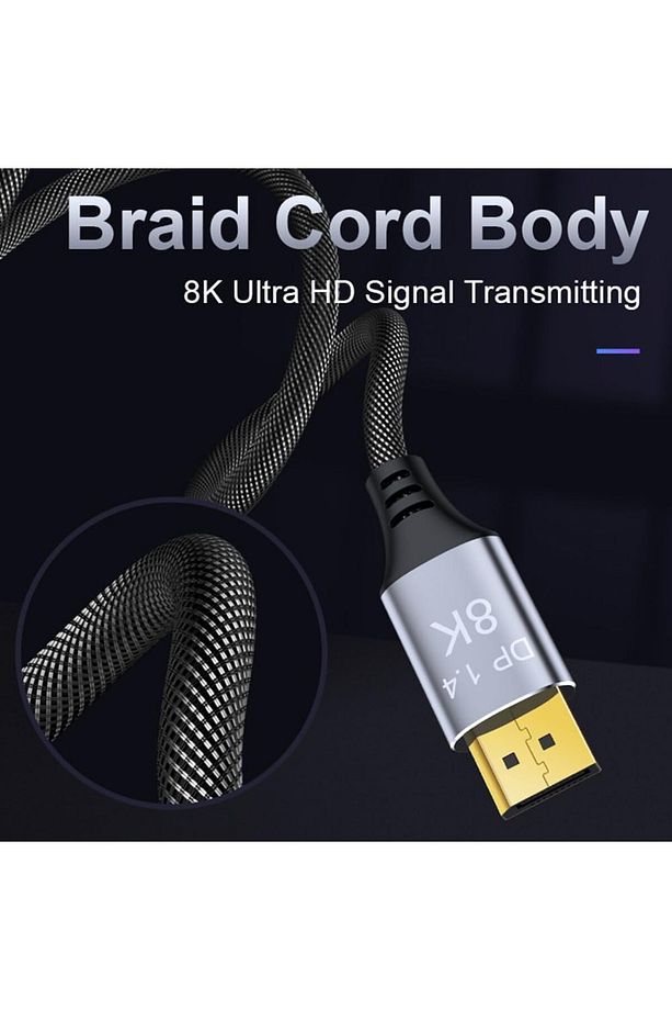 8K Displayport Dp Kablo Örgülü 1.5 Metre 1.4 Versiyon DP Kablo Gaming Sinema Yüksek Kalite DP Kablo - 3