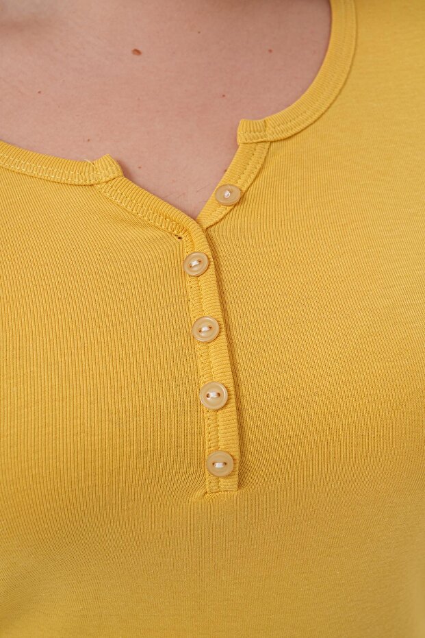 Plus Size Button Detailed Cotton Lycra Basic Blouse - 8