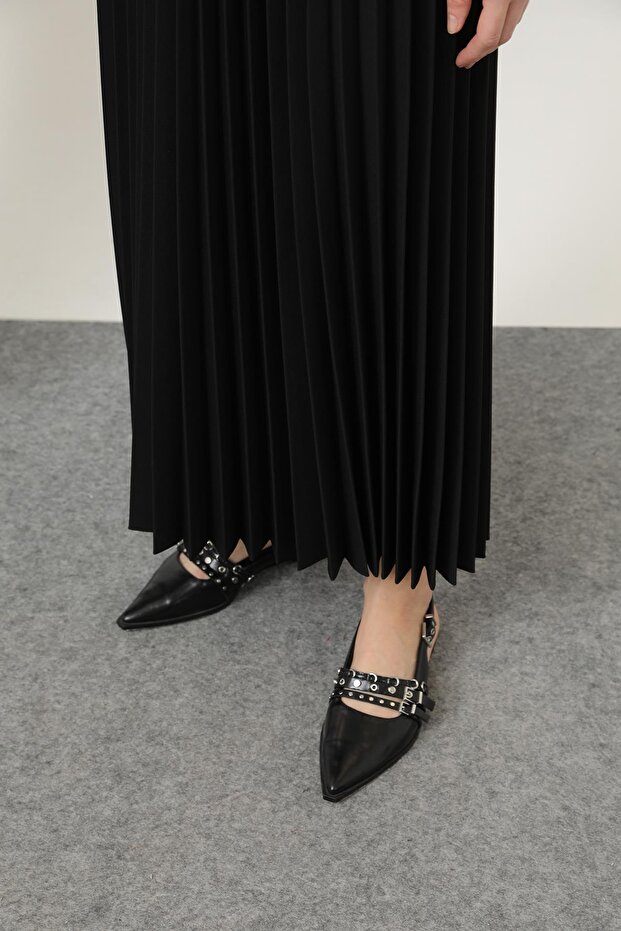 Kadın Pliseli Etek - 18232RTK - BLACK - 6