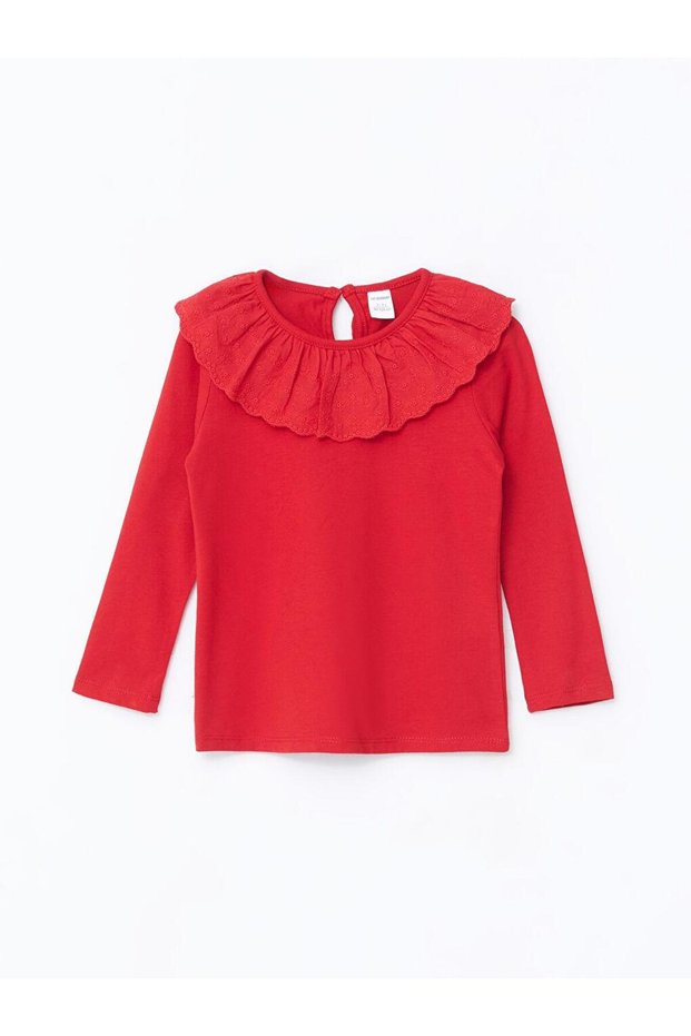 Lcw Kids Crew Neck Long Sleeve Embroidery Girl's T-Shirt (W4)