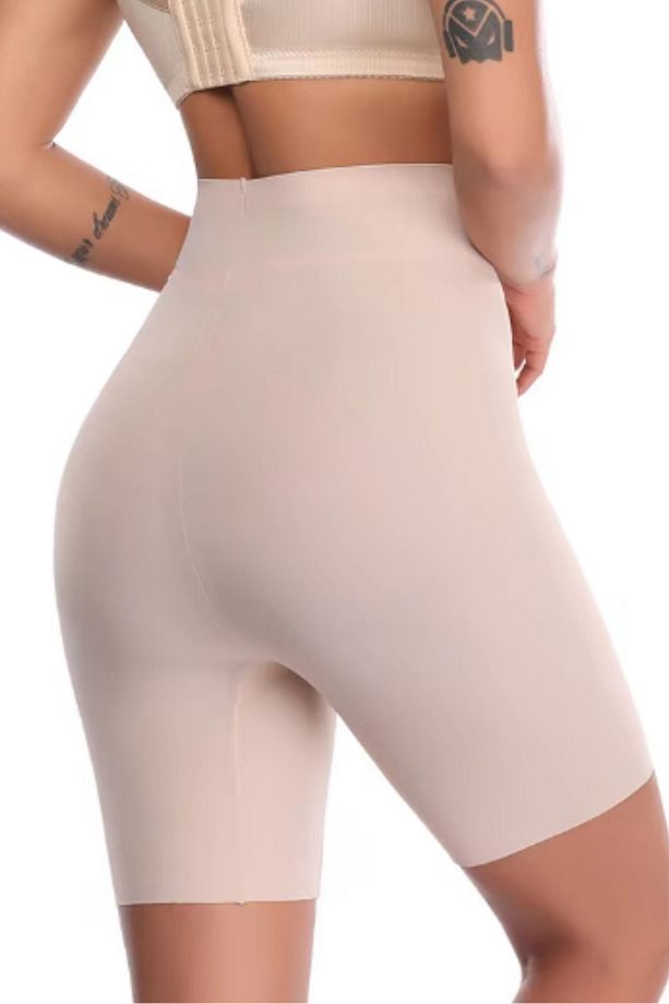 Dikişsiz Görünmez Yüksek Bel Shapewear Şort Vücut Şekillendirici Şort Elbiseler Altına - 3